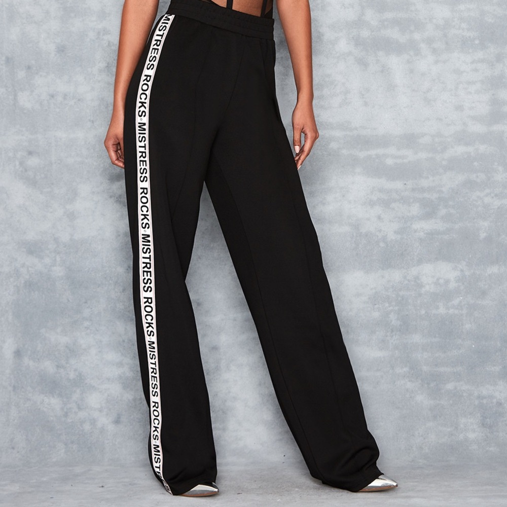 Black Joggers with Strappy Back and White Side Stripes